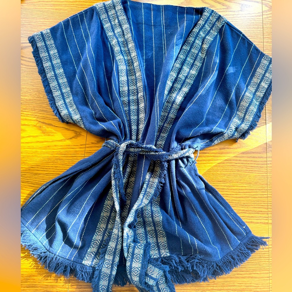 Blue Striped Kimono Top / Sweater /Jacket with Belt